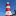 A red-and-white lighthouse as 16 by 16 pixel art: only the stripes and the outline read